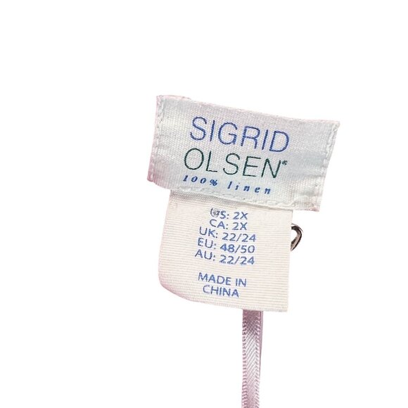 Sigrid Olsen Womens 100% Linen Pink Tunic Top Sz 2X Oversized Long Sleeve Casual - Picture 4 of 6